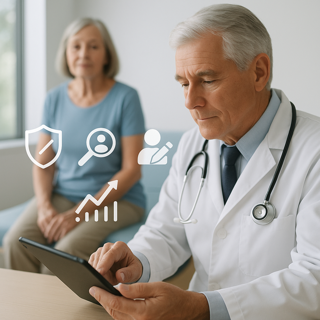 Clinician reviewing data on a tablet